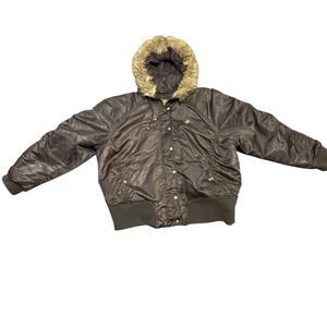 Vintage South Pole Women’s Faux Fur Trim Hooded Jacket Brown Size 3X